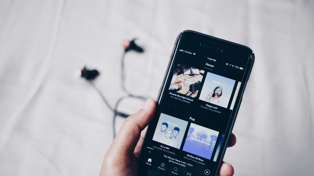 A music playlist on a smartphone